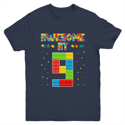 Building Blocks Bricks Awesome at 9 Years Old Birthday Boy Youth Shirt | siriusteestore