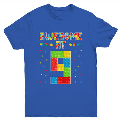 Building Blocks Bricks Awesome at 9 Years Old Birthday Boy Youth Shirt | siriusteestore
