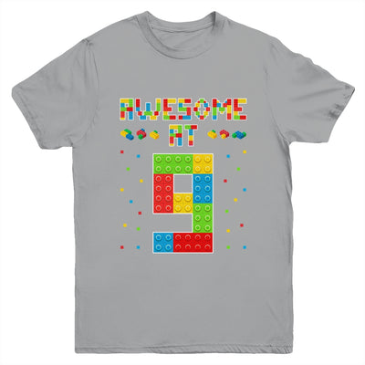 Building Blocks Bricks Awesome at 9 Years Old Birthday Boy Youth Shirt | siriusteestore