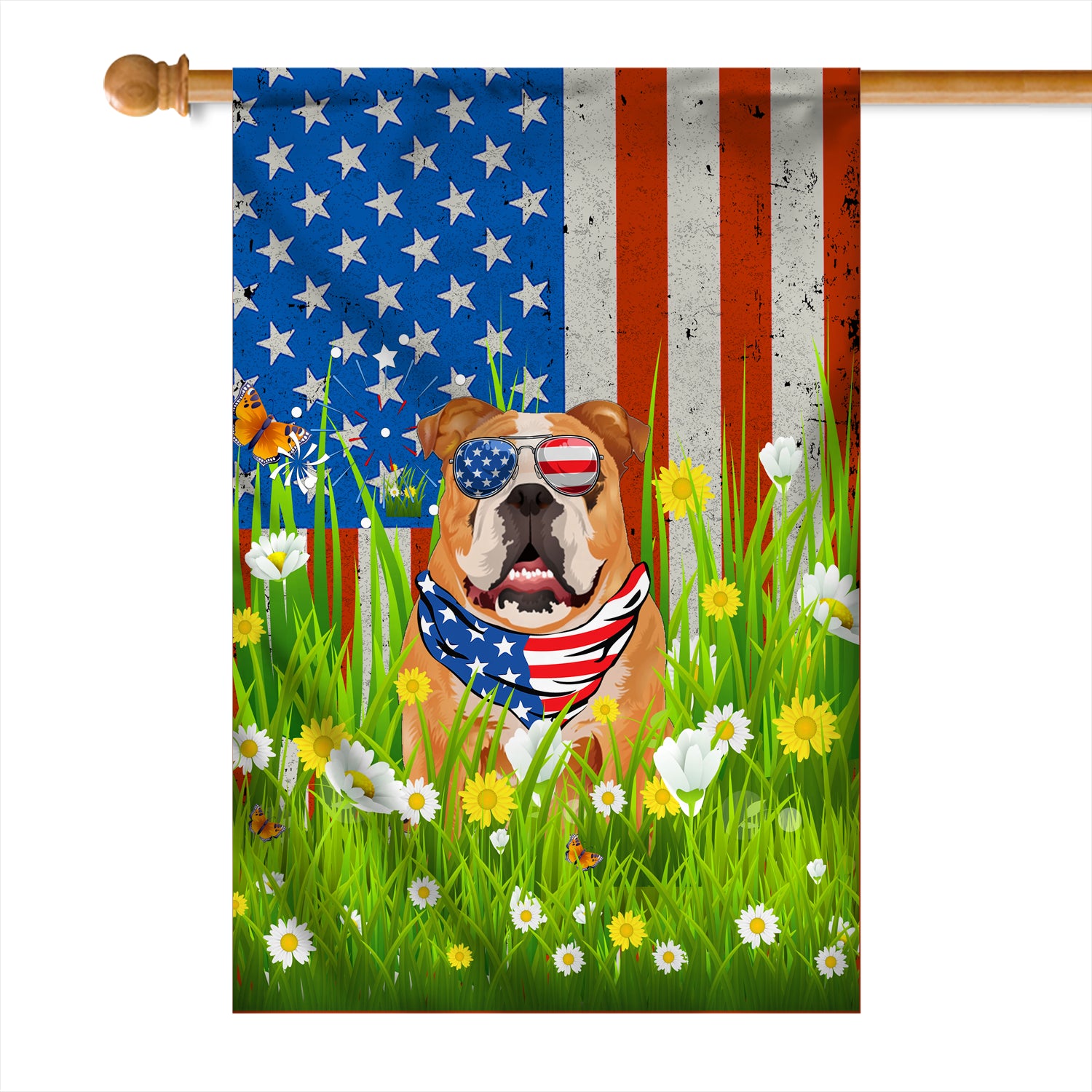 Bull American USA Flag 4th of July Dog Lover On Independence Day | siriusteestore