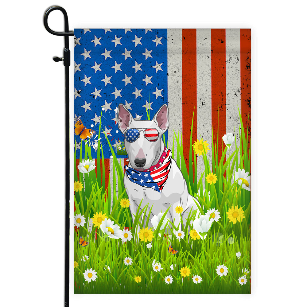 Bull Terrier American USA Flag 4th of July Dog Lover On Independence Day | siriusteestore