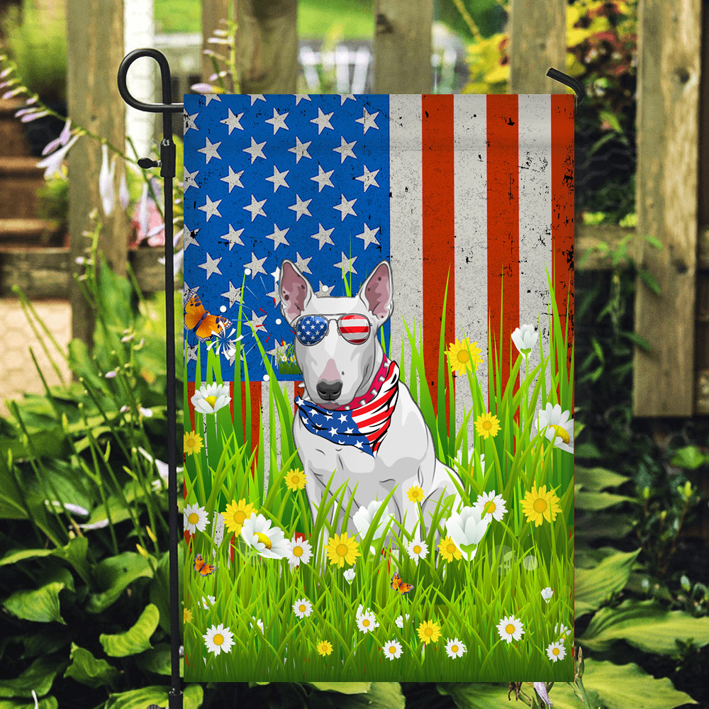 Bull Terrier American USA Flag 4th of July Dog Lover On Independence Day | siriusteestore