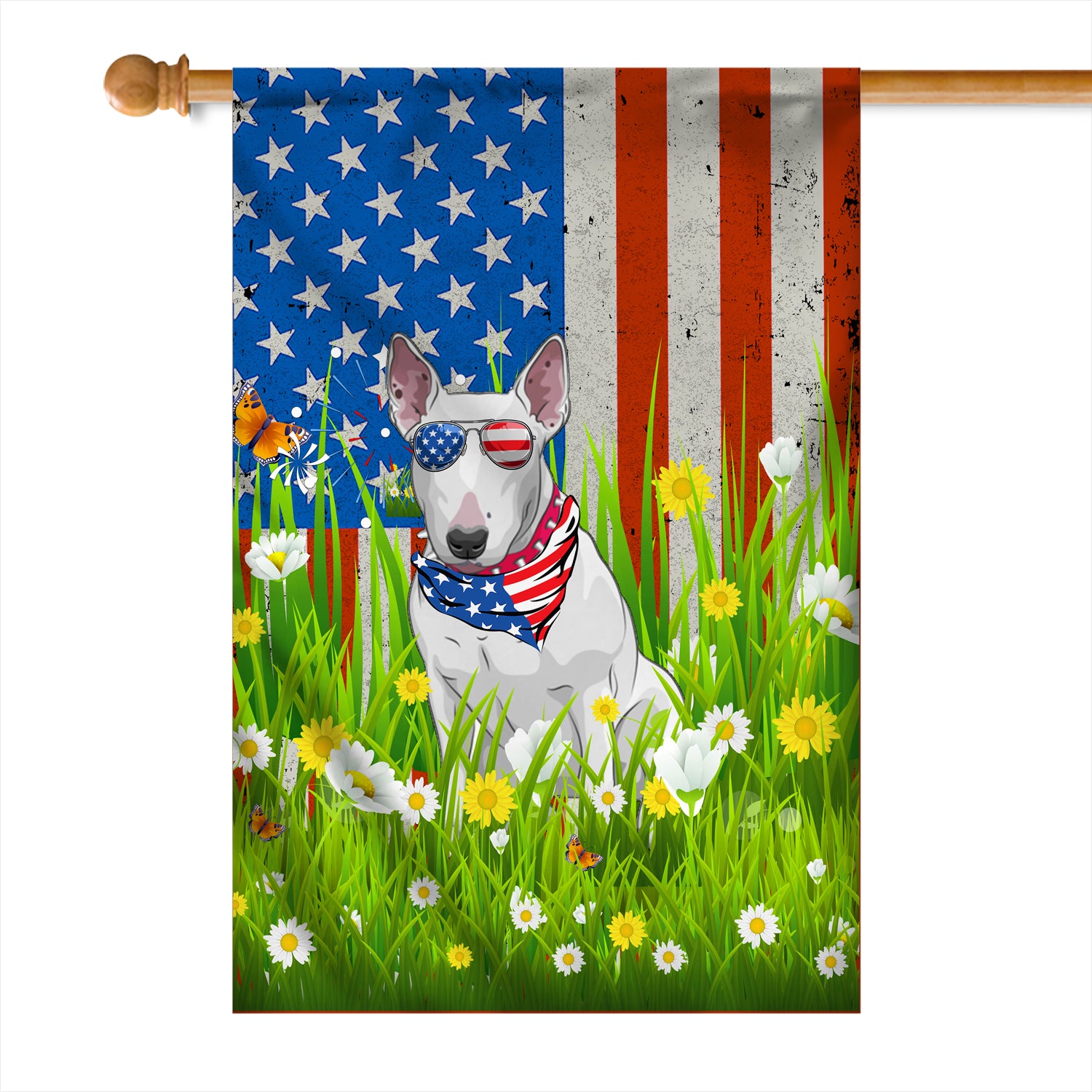 Bull Terrier American USA Flag 4th of July Dog Lover On Independence Day | siriusteestore