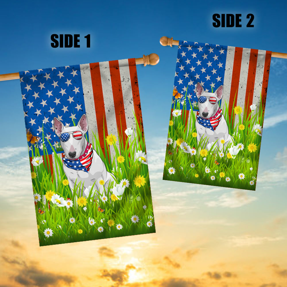 Bull Terrier American USA Flag 4th of July Dog Lover On Independence Day | siriusteestore