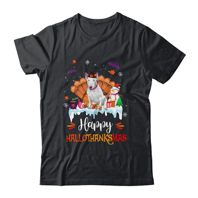 Bull Terrier HalloThanksMas Halloween Thanksgiving Christmas Shirt & Sweatshirt | siriusteestore