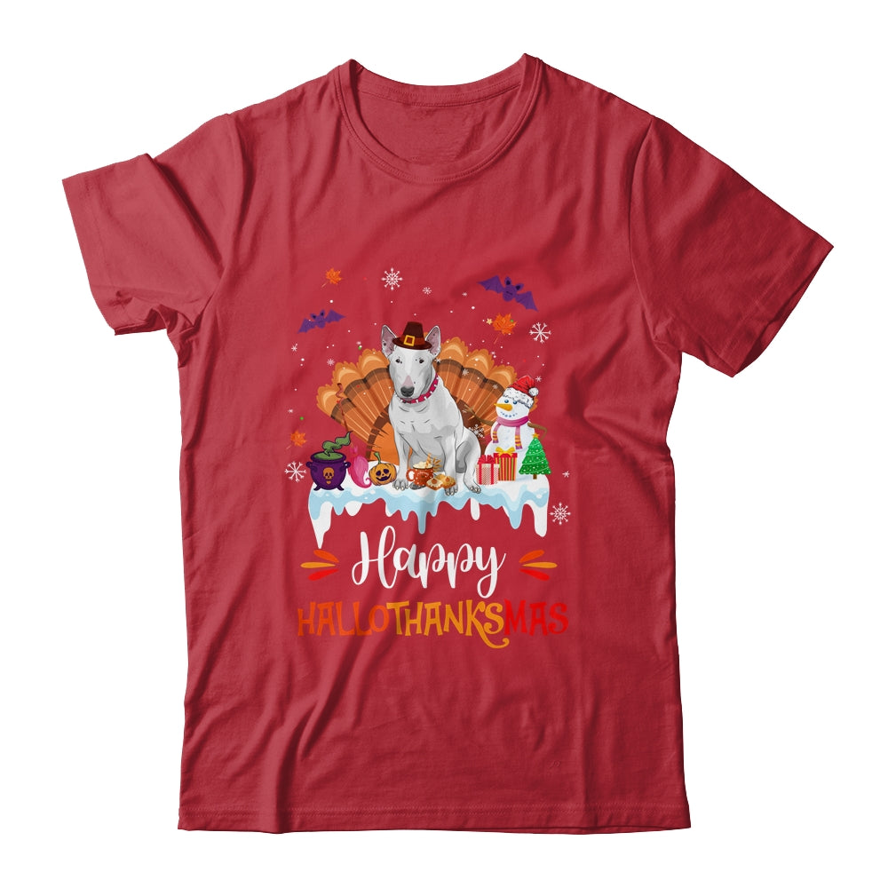 Bull Terrier HalloThanksMas Halloween Thanksgiving Christmas Shirt & Sweatshirt | siriusteestore
