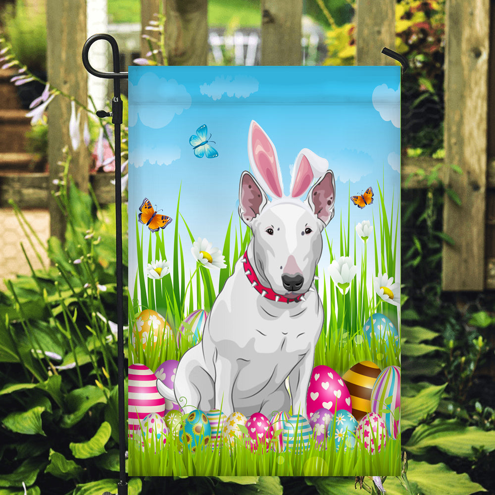 Bull Terrier Happy Easter Day Holiday Flag Funny Dog Dog Wear Bunny Ears Headband Cute for Home Decor | siriusteestore