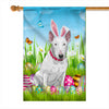 Bull Terrier Happy Easter Day Holiday Flag Funny Dog Dog Wear Bunny Ears Headband Cute for Home Decor | siriusteestore