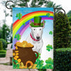 Bull Terrier St Patrick's Day Dog Flag Funny Peeking Dog Wear Green Hat Golden Pot Coin Shamrock Rainbow Spring Banner for Home Decor | siriusteestore