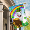 Bull Terrier St Patrick's Day Dog Flag Funny Peeking Dog Wear Green Hat Golden Pot Coin Shamrock Rainbow Spring Banner for Home Decor | siriusteestore