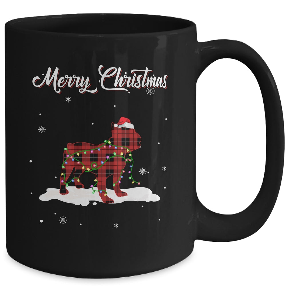 Bulldog Christmas Red Plaid Dog Lover Pajama Family Gift Mug | siriusteestore