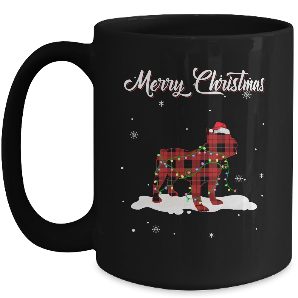 Bulldog Christmas Red Plaid Dog Lover Pajama Family Gift Mug | siriusteestore