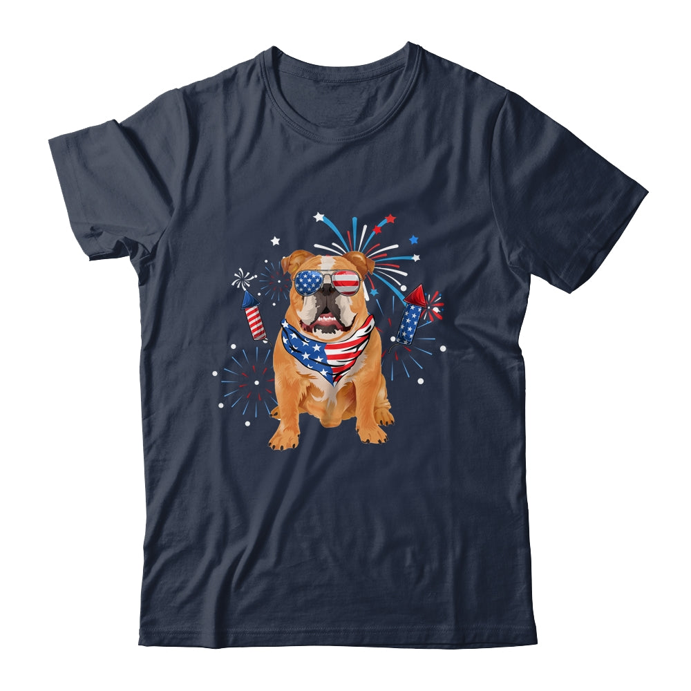 Bulldog Dog American USA Flag 4th of July Men women Lover Shirt & Tank Top | siriusteestore