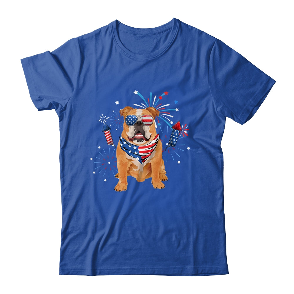 Bulldog Dog American USA Flag 4th of July Men women Lover Shirt & Tank Top | siriusteestore
