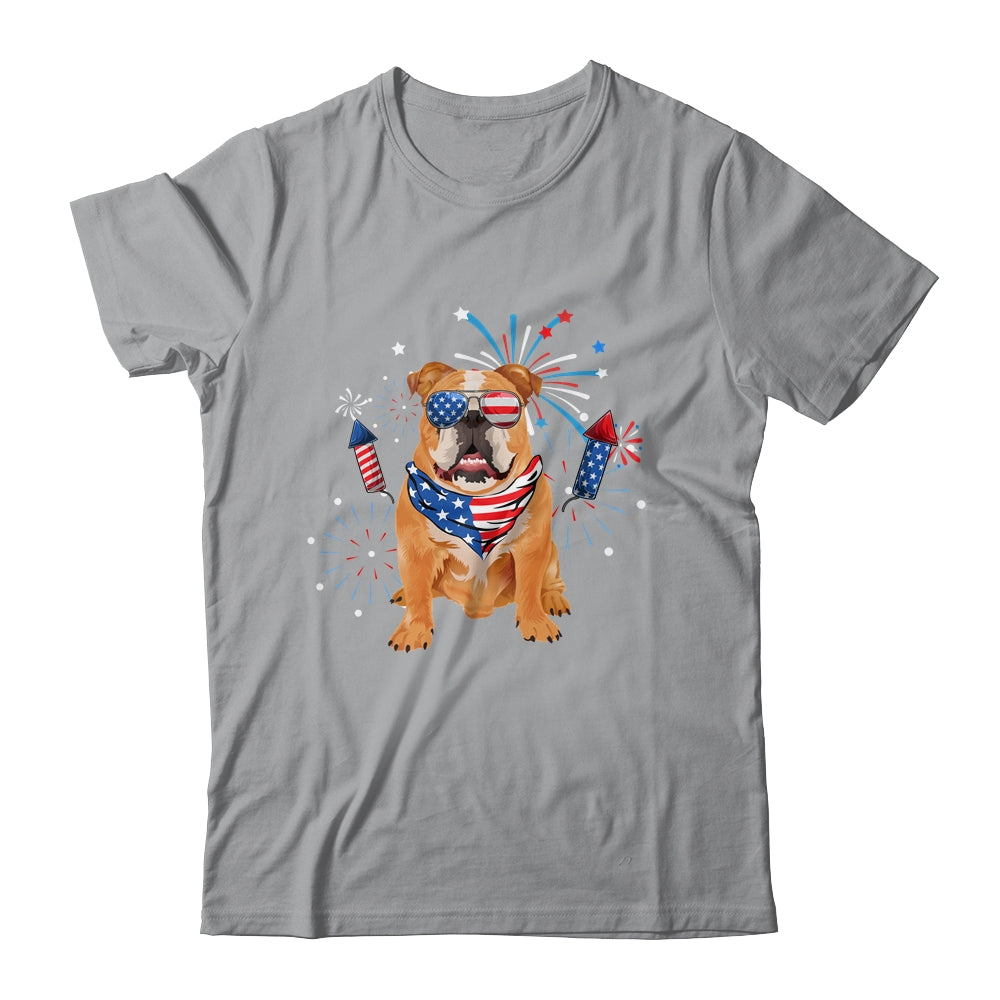 Bulldog Dog American USA Flag 4th of July Men women Lover Shirt & Tank Top | siriusteestore
