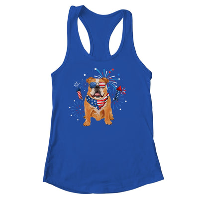 Bulldog Dog American USA Flag 4th of July Men women Lover Shirt & Tank Top | siriusteestore