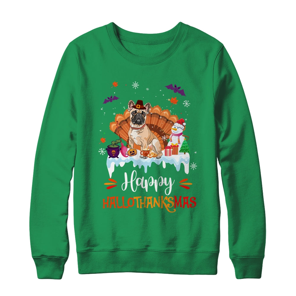 Bulldog HalloThanksMas Halloween Thanksgiving Christmas Shirt & Sweatshirt | siriusteestore