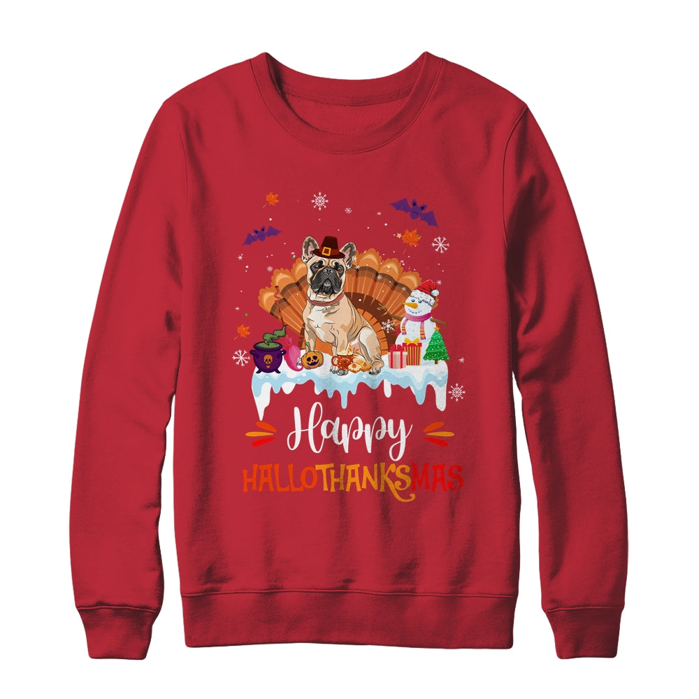 Bulldog HalloThanksMas Halloween Thanksgiving Christmas Shirt & Sweatshirt | siriusteestore