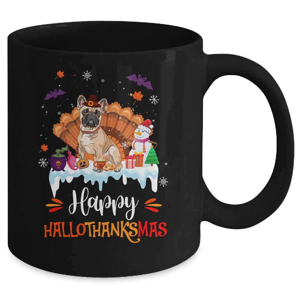 Bulldog HalloThanksMas Halloween Thanksgiving Christmas Mug | siriusteestore