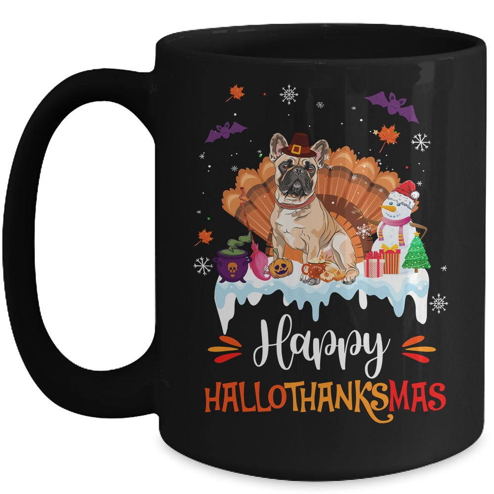 Bulldog HalloThanksMas Halloween Thanksgiving Christmas Mug | siriusteestore