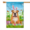 Bulldog Happy Easter Day Holiday Flag Funny Dog Dog Wear Bunny Ears Headband Cute for Home Decor | siriusteestore