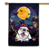 Bulldog Witch Halloween Flag Castle Background For Dog Lover Home | siriusteestore