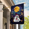 Bulldog Witch Halloween Flag Castle Background For Dog Lover Home | siriusteestore