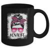 CNA Nurse Life Bleached Pink Leopard Messy Bun Hair Glasses Mug | siriusteestore