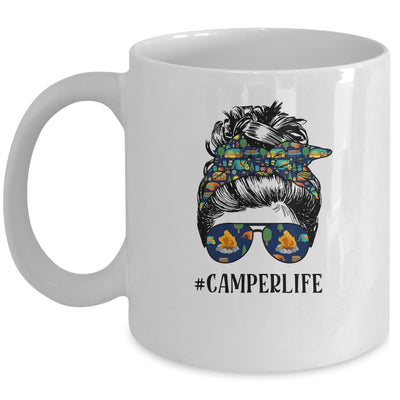 Camper Life Messy Bun Hair Mother's Day Camping Lovers Mug | siriusteestore
