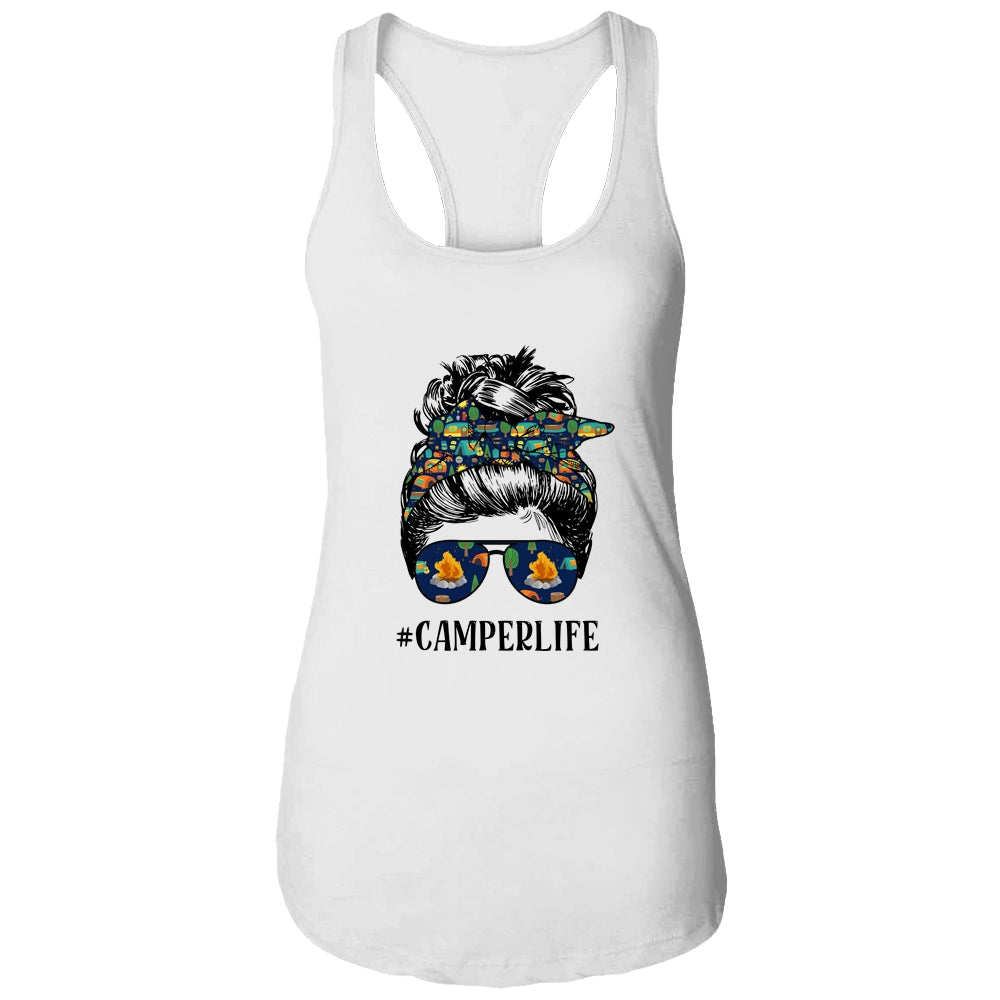 Camper Life Messy Bun Hair Mother's Day Camping Lovers Shirt & Tank Top | siriusteestore