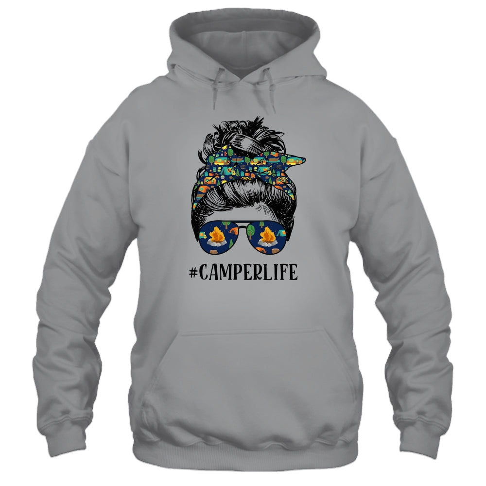 Camper Life Messy Bun Hair Mother's Day Camping Lovers Shirt & Tank Top | siriusteestore