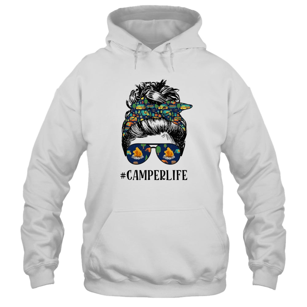 Camper Life Messy Bun Hair Mother's Day Camping Lovers Shirt & Tank Top | siriusteestore