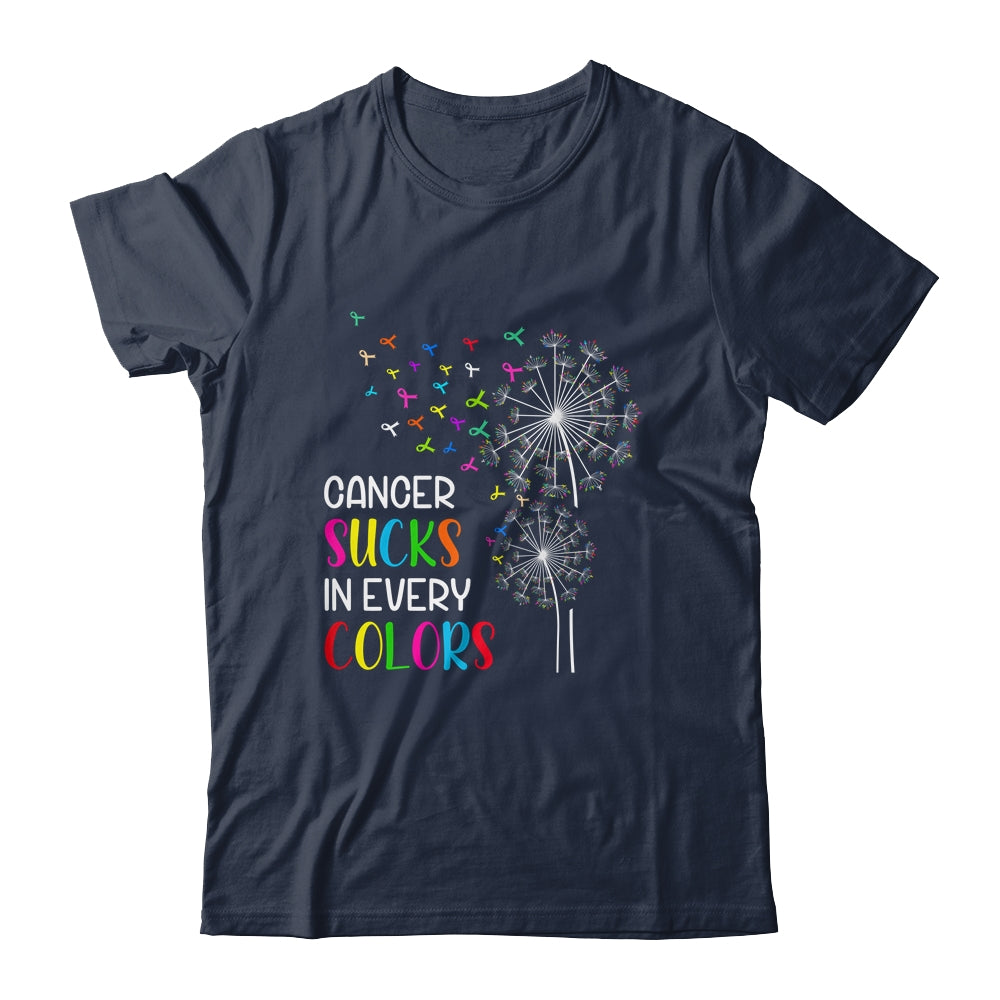 Cancer Sucks In Every Color Fighter Cancer Ribbon Dandelion Shirt & Hoodie | siriusteestore