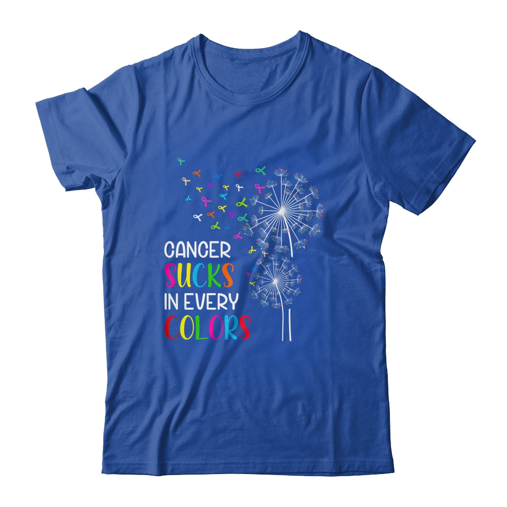 Cancer Sucks In Every Color Fighter Cancer Ribbon Dandelion Shirt & Hoodie | siriusteestore