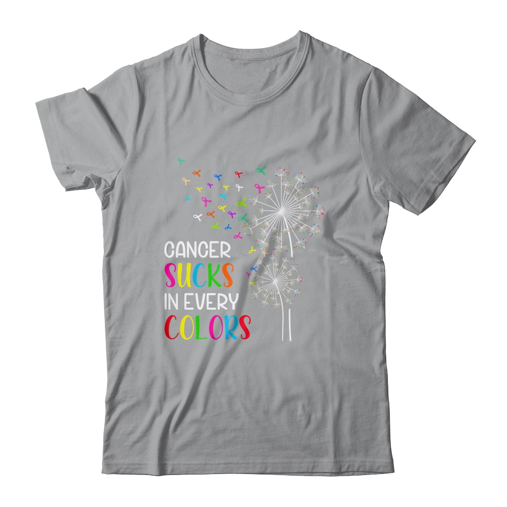 Cancer Sucks In Every Color Fighter Cancer Ribbon Dandelion Shirt & Hoodie | siriusteestore