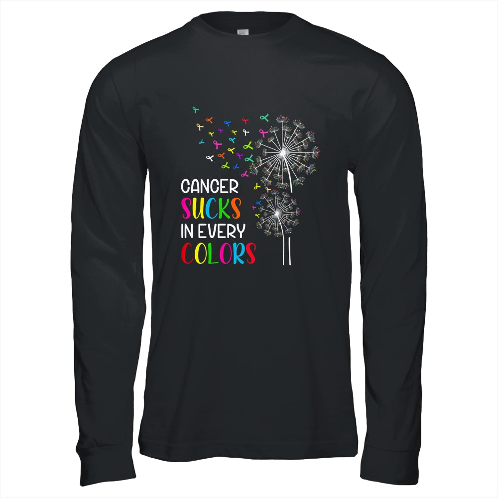 Cancer Sucks In Every Color Fighter Cancer Ribbon Dandelion Shirt & Hoodie | siriusteestore
