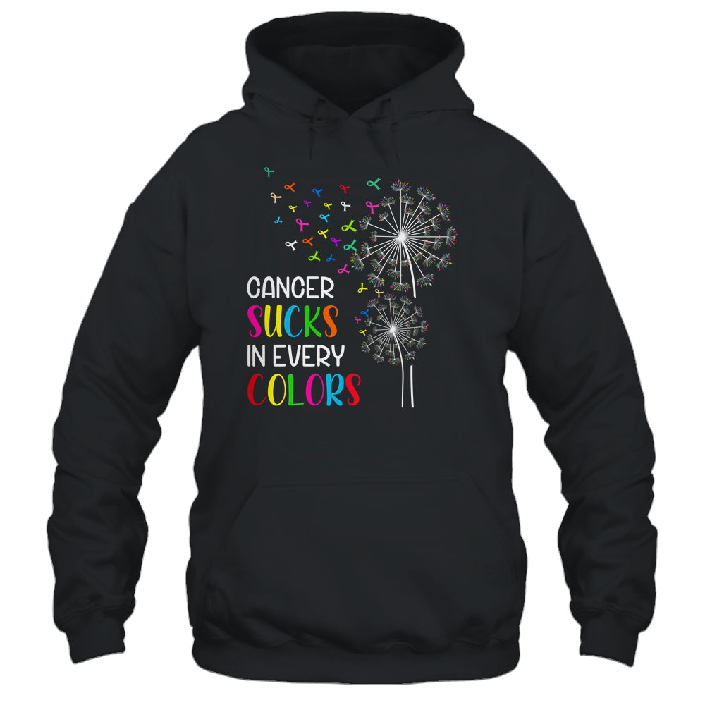 Cancer Sucks In Every Color Fighter Cancer Ribbon Dandelion Shirt & Hoodie | siriusteestore
