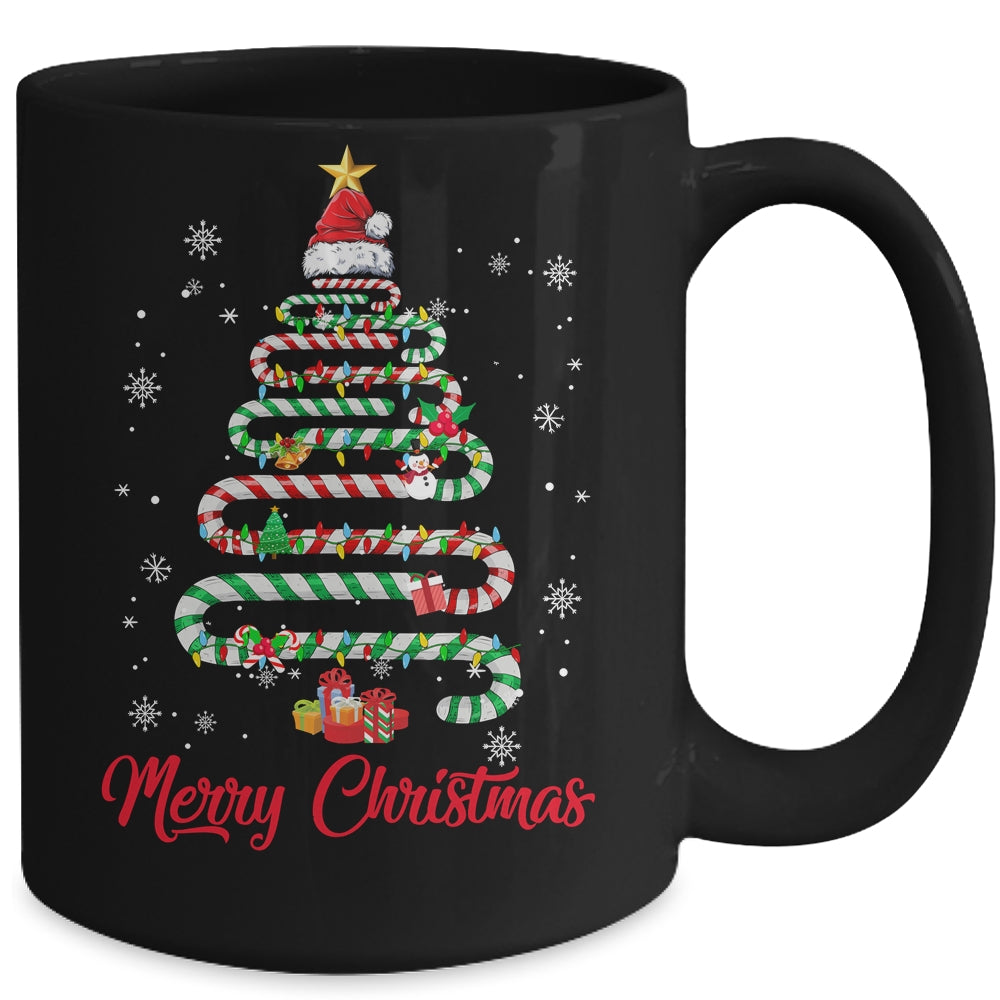 Candy Cane Santa Hat Funny Xmas Tree Merry Christmas Tree Mug | siriusteestore