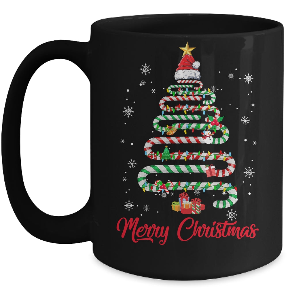 Candy Cane Santa Hat Funny Xmas Tree Merry Christmas Tree Mug | siriusteestore