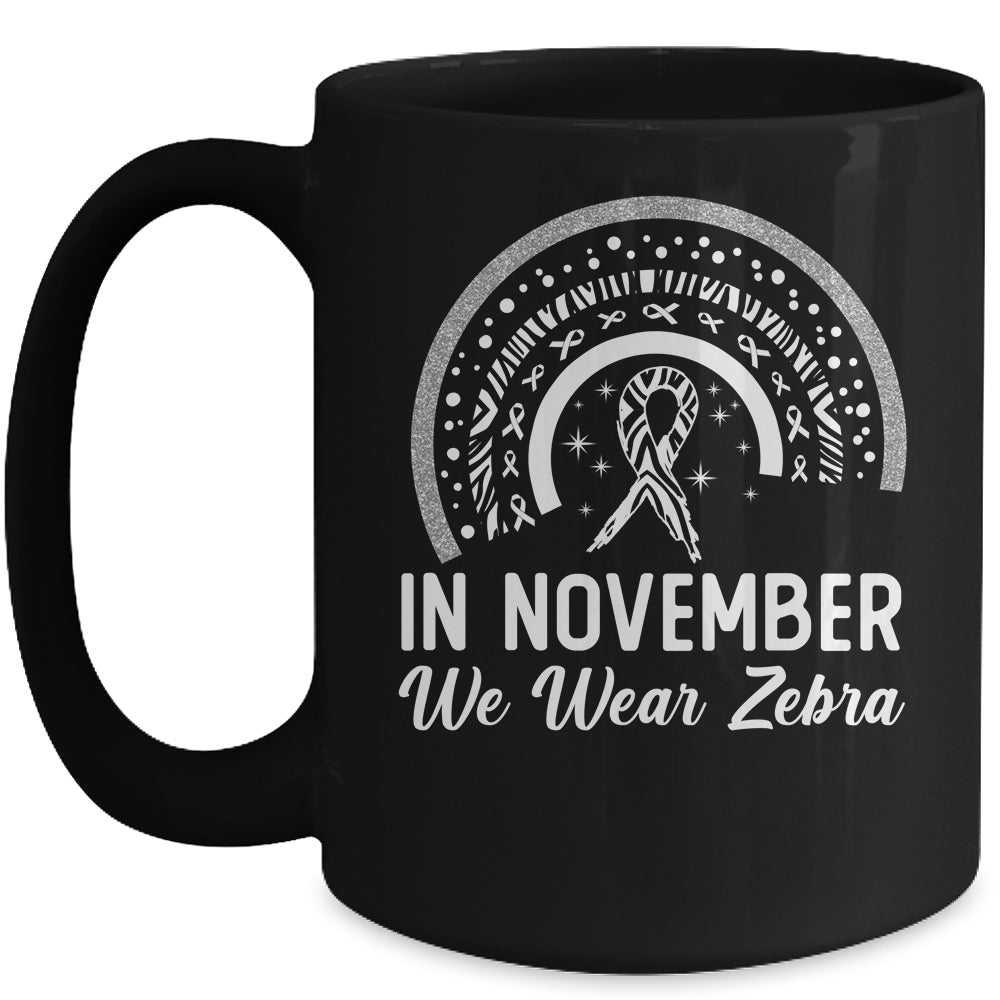 Carcinoid Cancer Awareness In November We Wear Zebra Rainbow Mug | siriusteestore