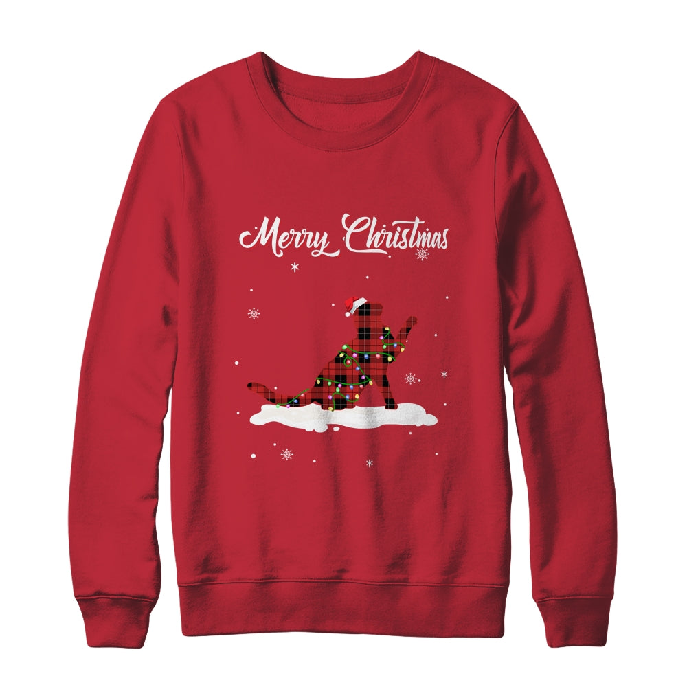 Cat Christmas Red Plaid Cat Lover Pajama Family Gift Shirt & Sweatshirt | siriusteestore