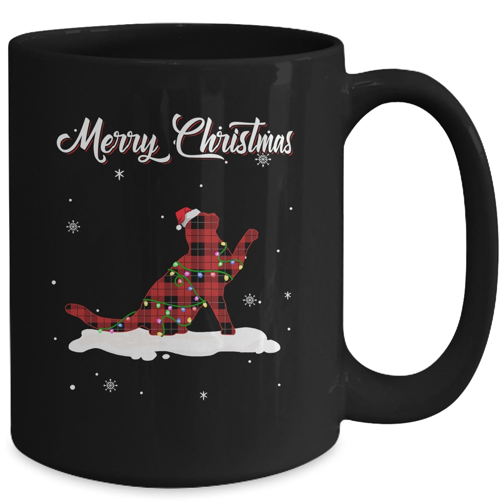 Cat Christmas Red Plaid Cat Lover Pajama Family Gift Mug | siriusteestore