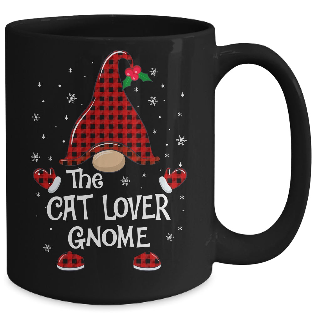 Cat Lover Gnome Buffalo Plaid Matching Christmas Pajama Gift Mug | siriusteestore