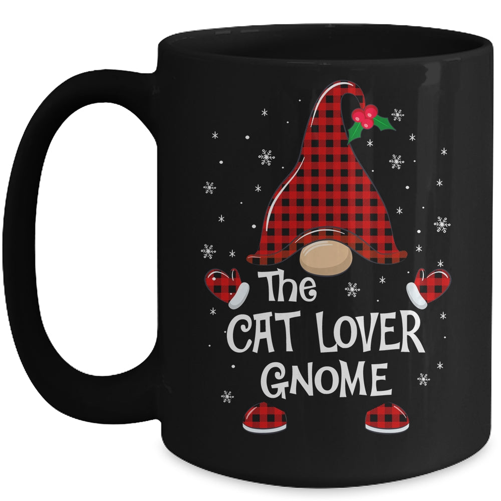 Cat Lover Gnome Buffalo Plaid Matching Christmas Pajama Gift Mug | siriusteestore