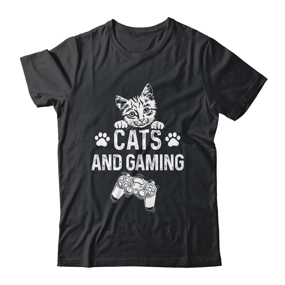 Cats And Gaming Funny For Gamer Cat Lover Cat Mom Dad Shirt & Hoodie | siriusteestore