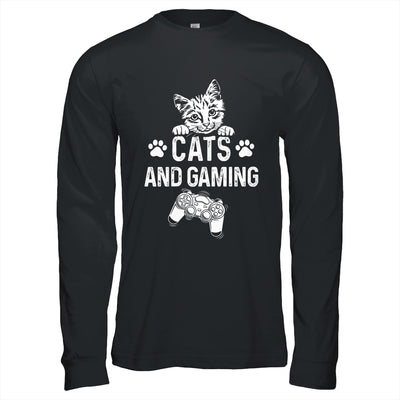 Cats And Gaming Funny For Gamer Cat Lover Cat Mom Dad Shirt & Hoodie | siriusteestore
