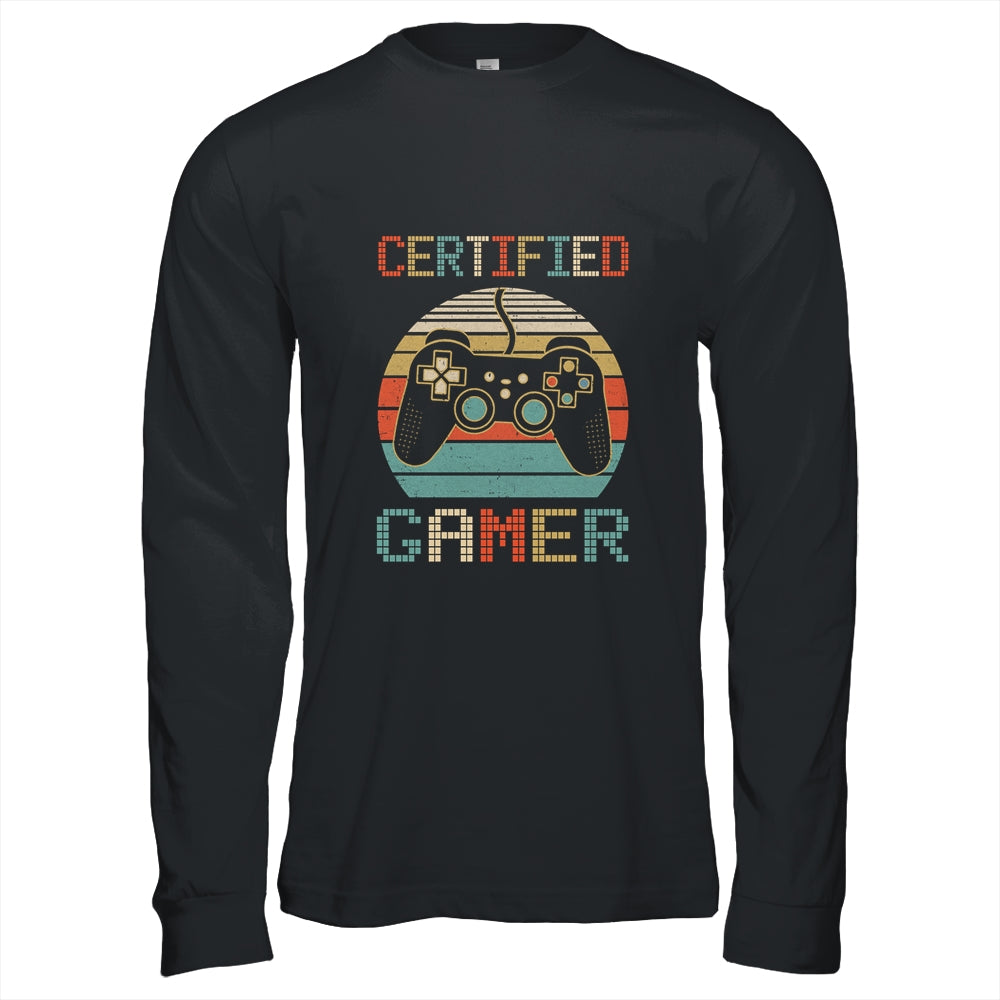 Certified Gamer Retro Vintage Funny Video Games Shirt & Hoodie | siriusteestore