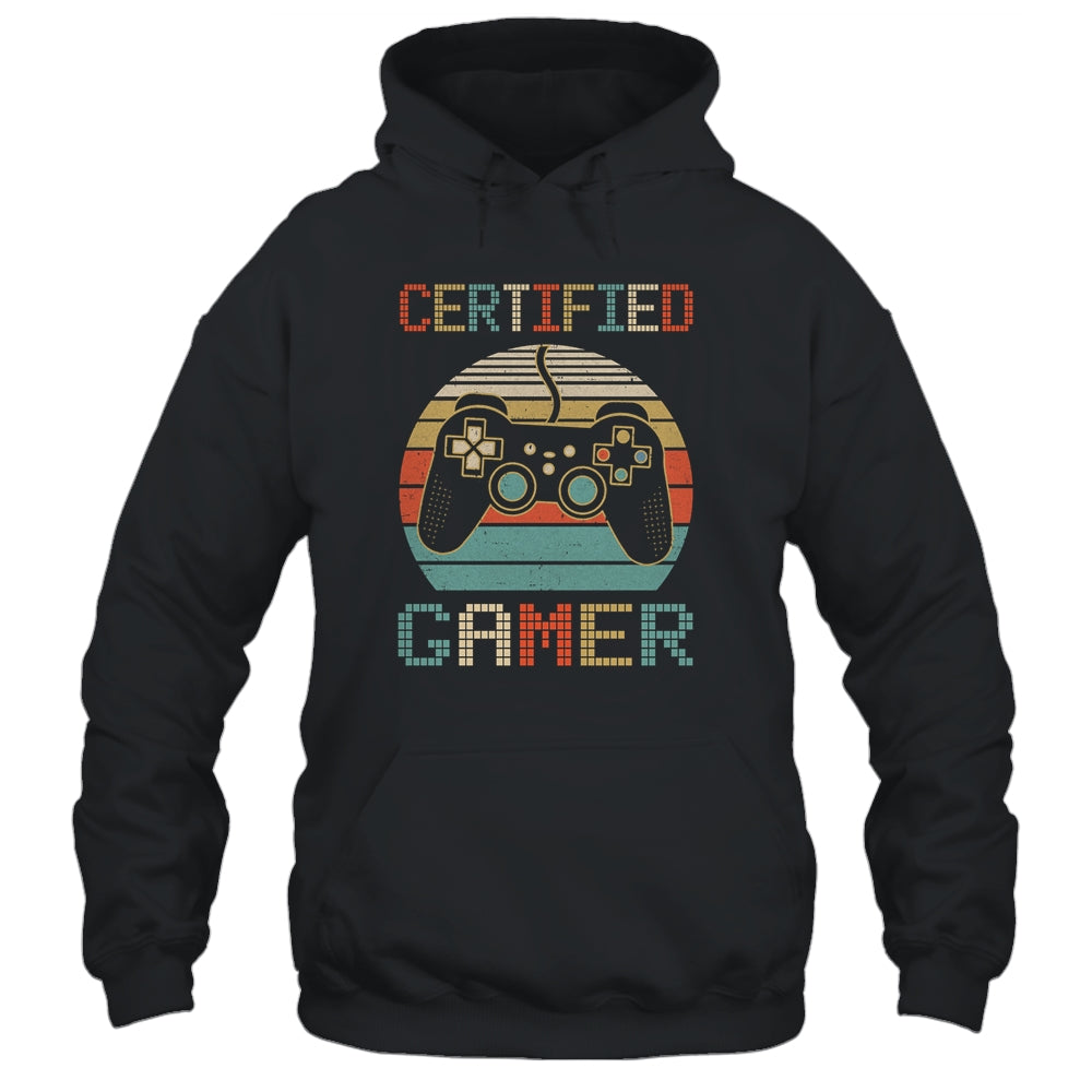 Certified Gamer Retro Vintage Funny Video Games Shirt & Hoodie | siriusteestore