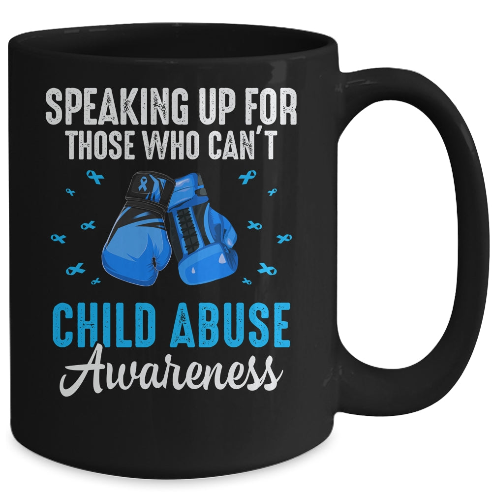 Child Abuse Prevention Awareness Boxing Gloves Blue Ribbon Mug | siriusteestore
