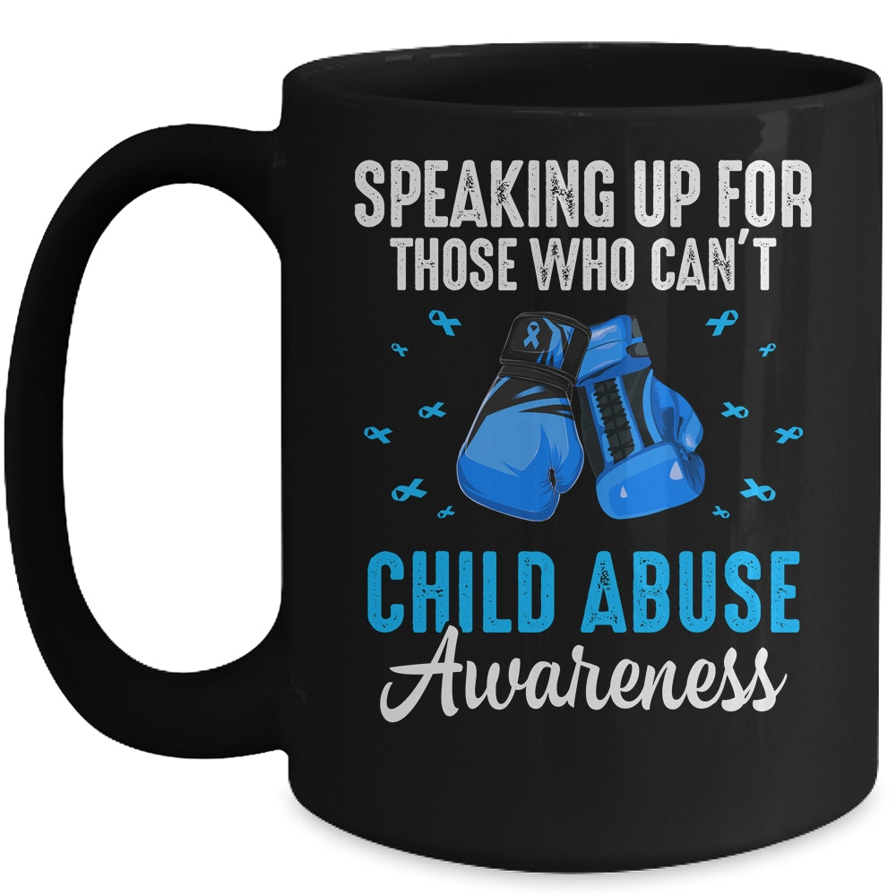 Child Abuse Prevention Awareness Boxing Gloves Blue Ribbon Mug | siriusteestore